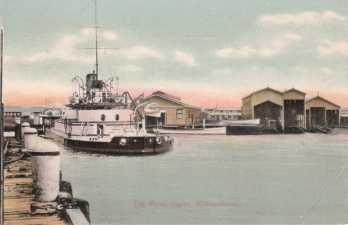 Cerberus at the Williamstown Naval Depot in 1902. Image courtesy of Elders Naval Postcards.